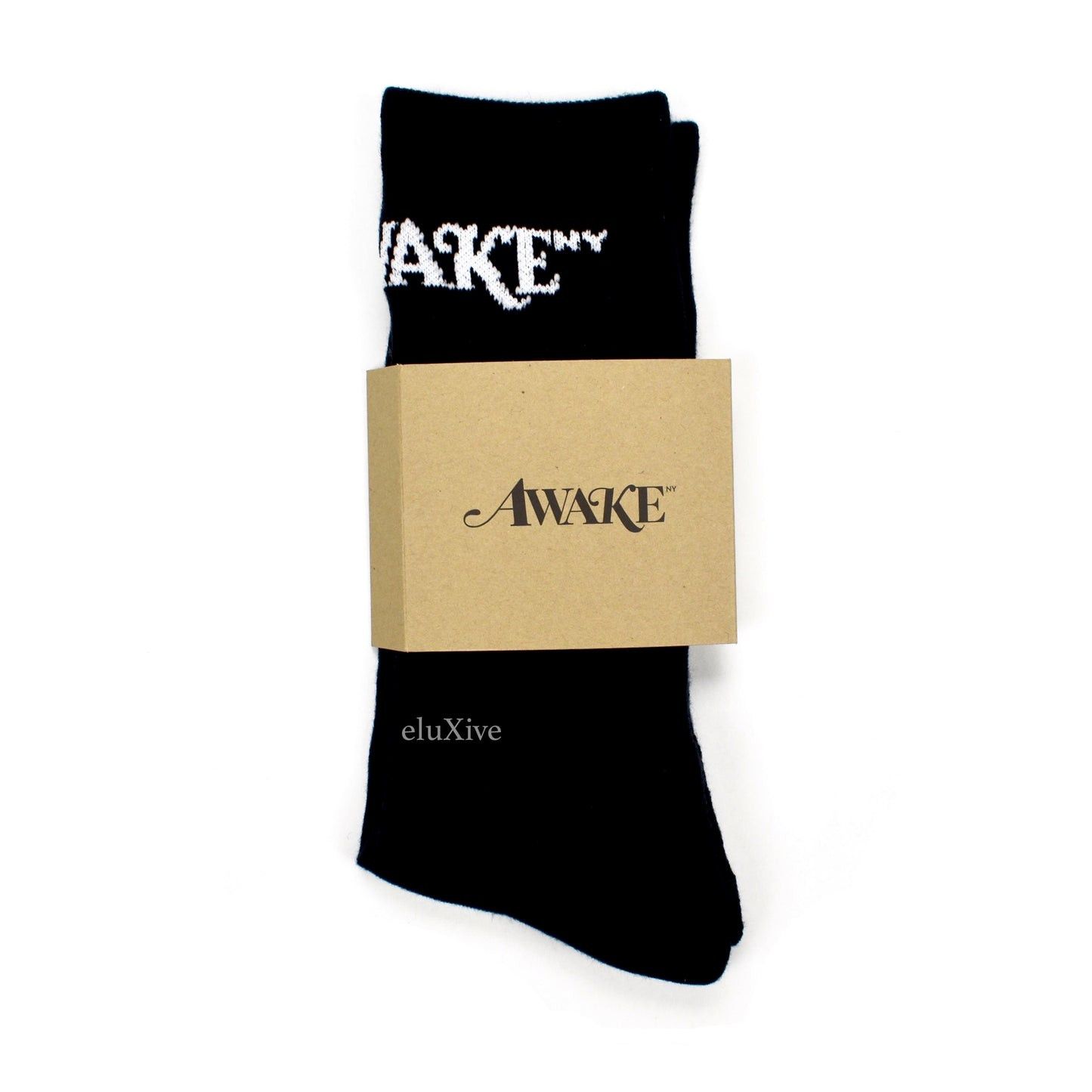 AWAKE NY Black White Logo Knit Socks DS - 1