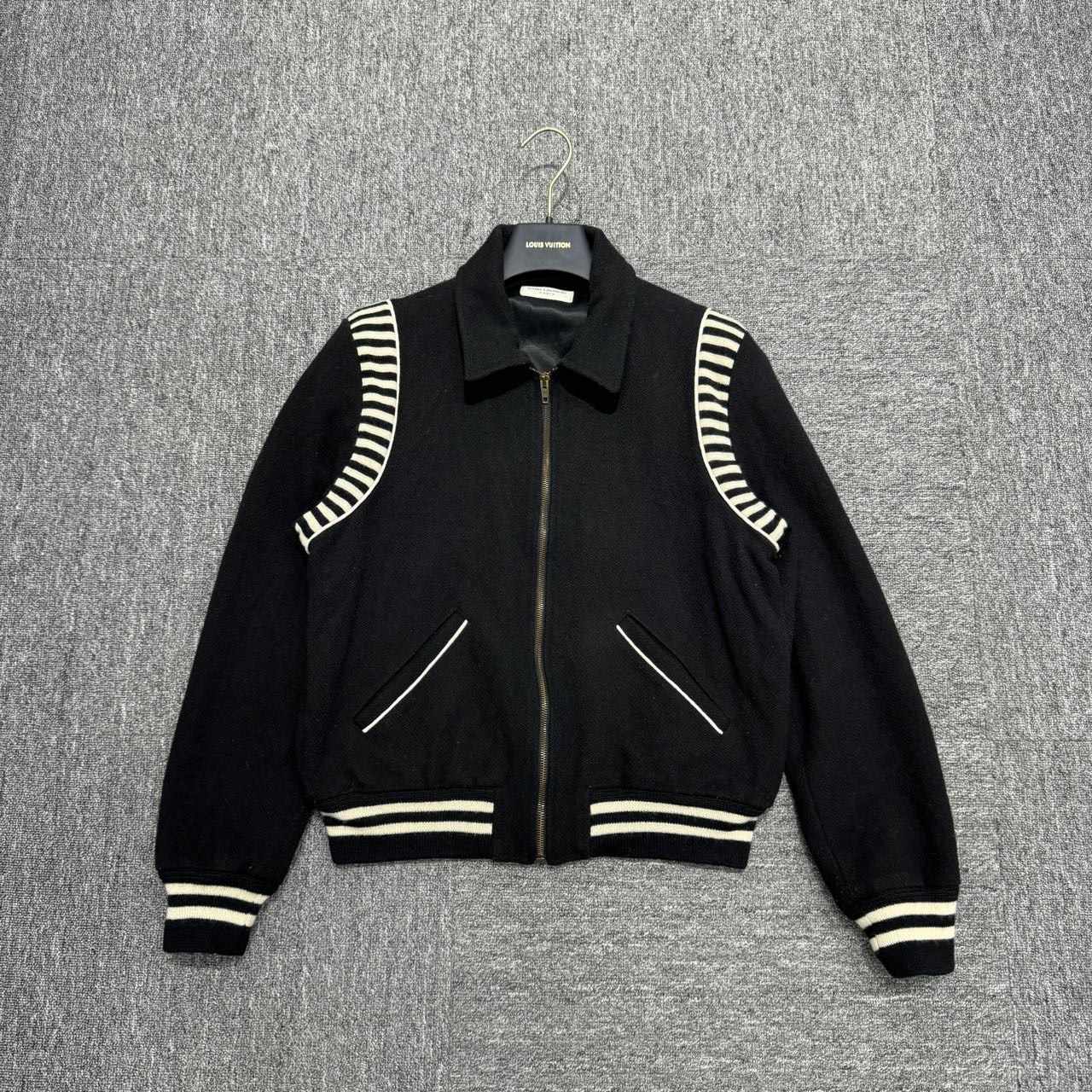 SLP Zebra Print Patchwork Wool Baseball Jacket - 1