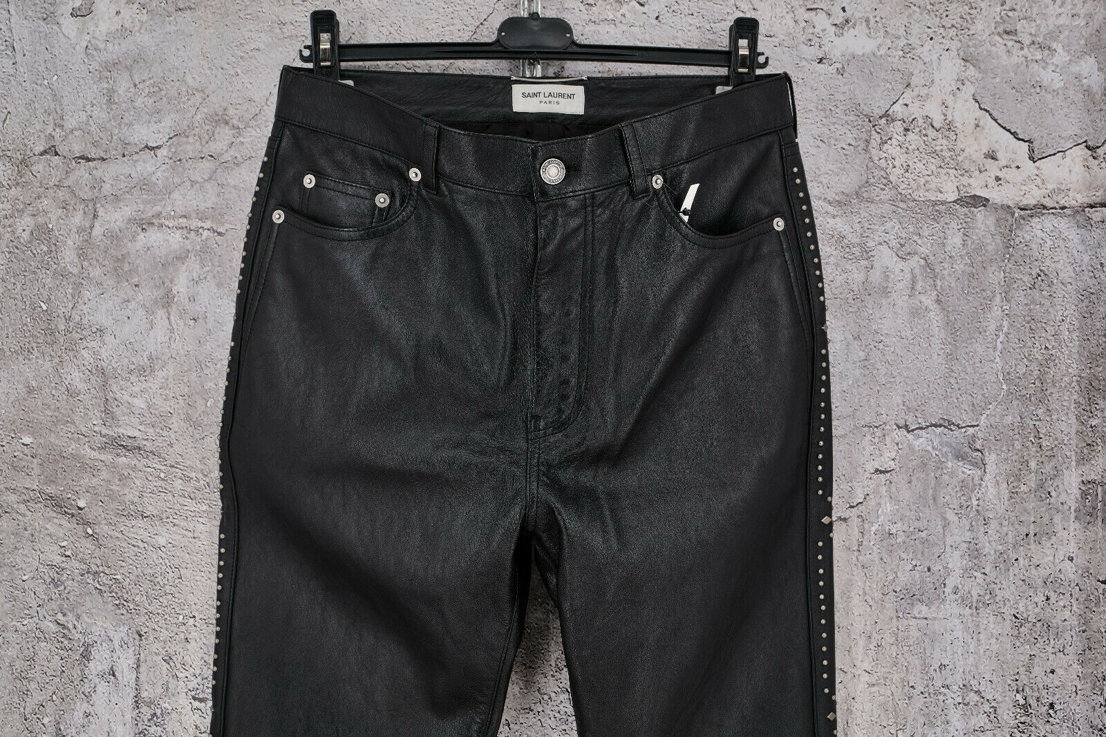 Brand New Saint Laurent Paris Slim Fit Studded Leather Pants 48IT,  3790$ - 7
