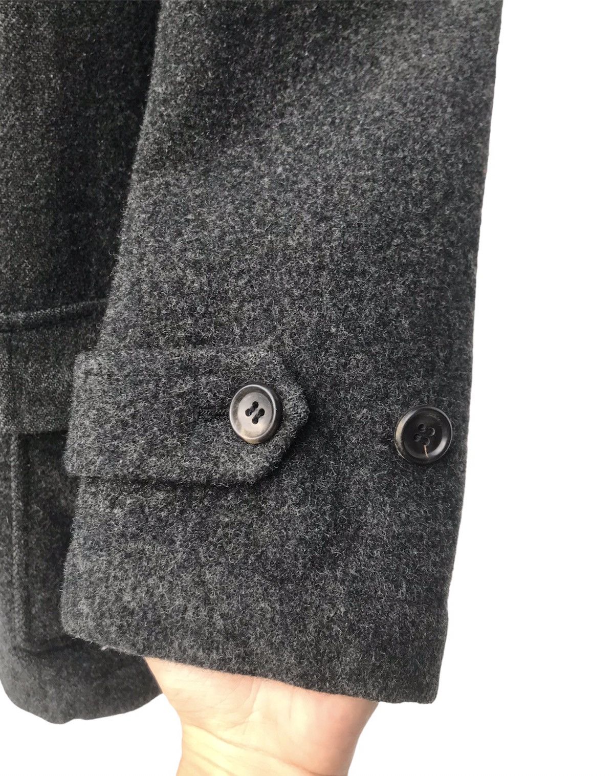 Rei Kawakubo - AD1995 CdG Homme Plus Leather Collar Wool Coat - 15