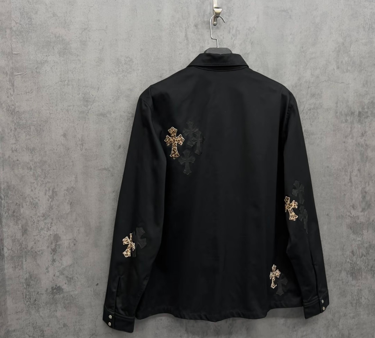 Chrome Hearts Leather Cross Leopard Work Dog Jacket - 2
