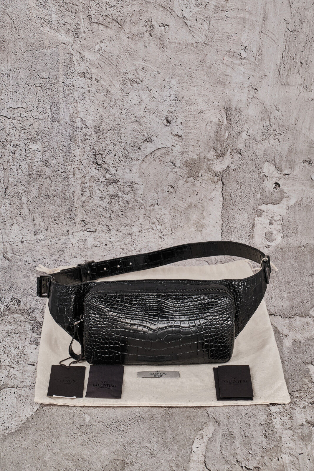 Brand New With Tags Valentino Garavani Women's Rockstud Alligator Black Waist Bag - 1