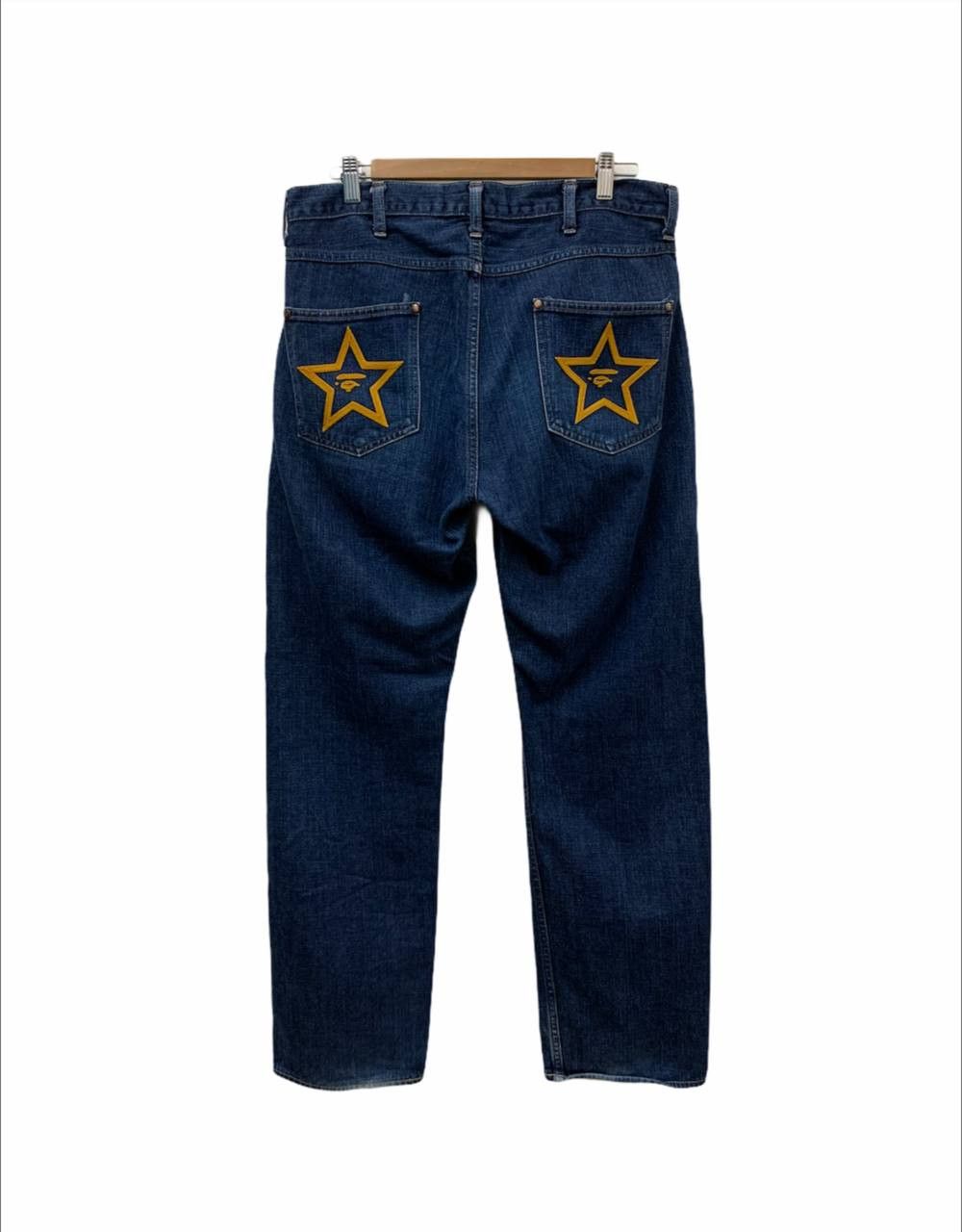 Bape Star Embroidery Denim Pants - 4