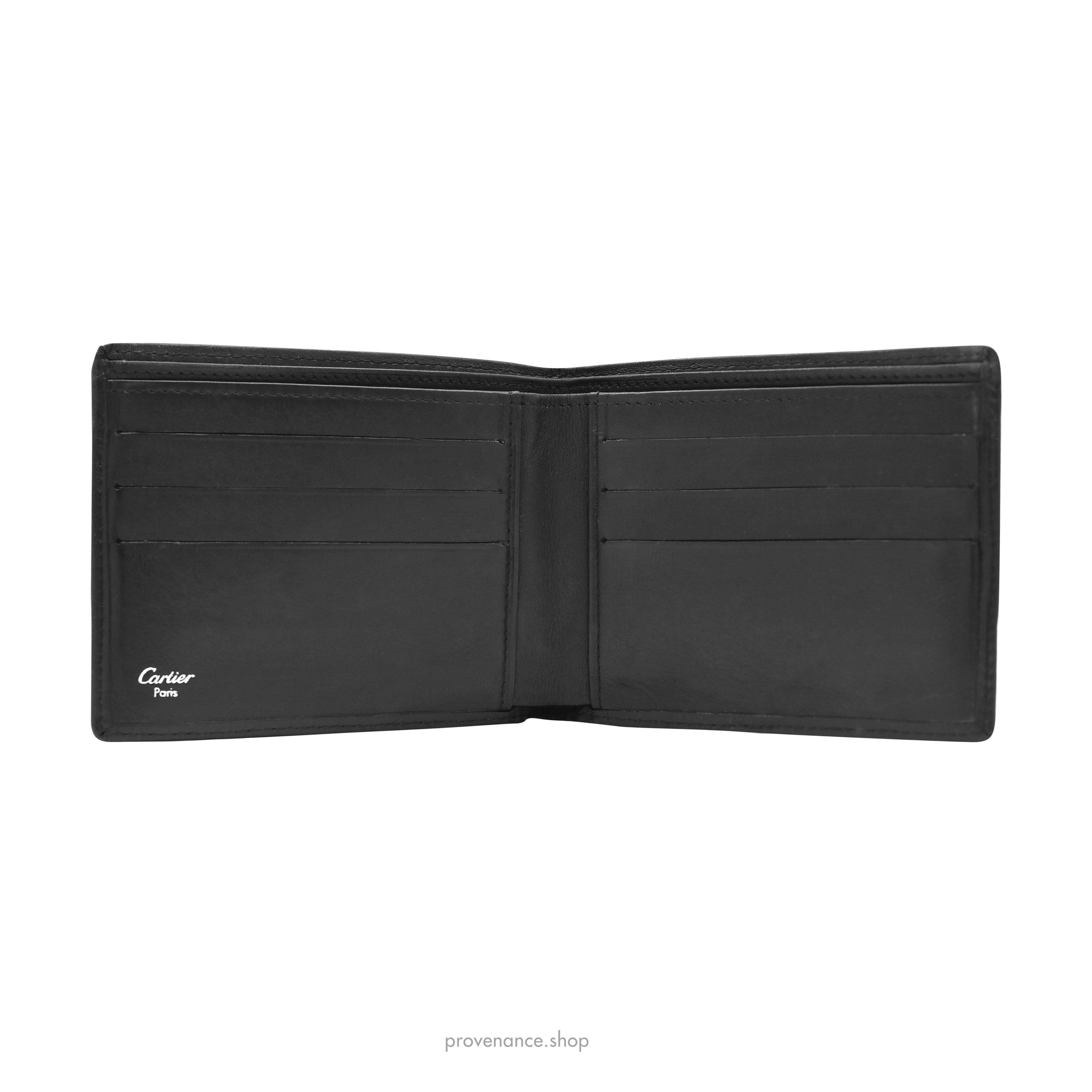 Cartier 6CC Bifold Wallet - Black Calfskin Leather - 6