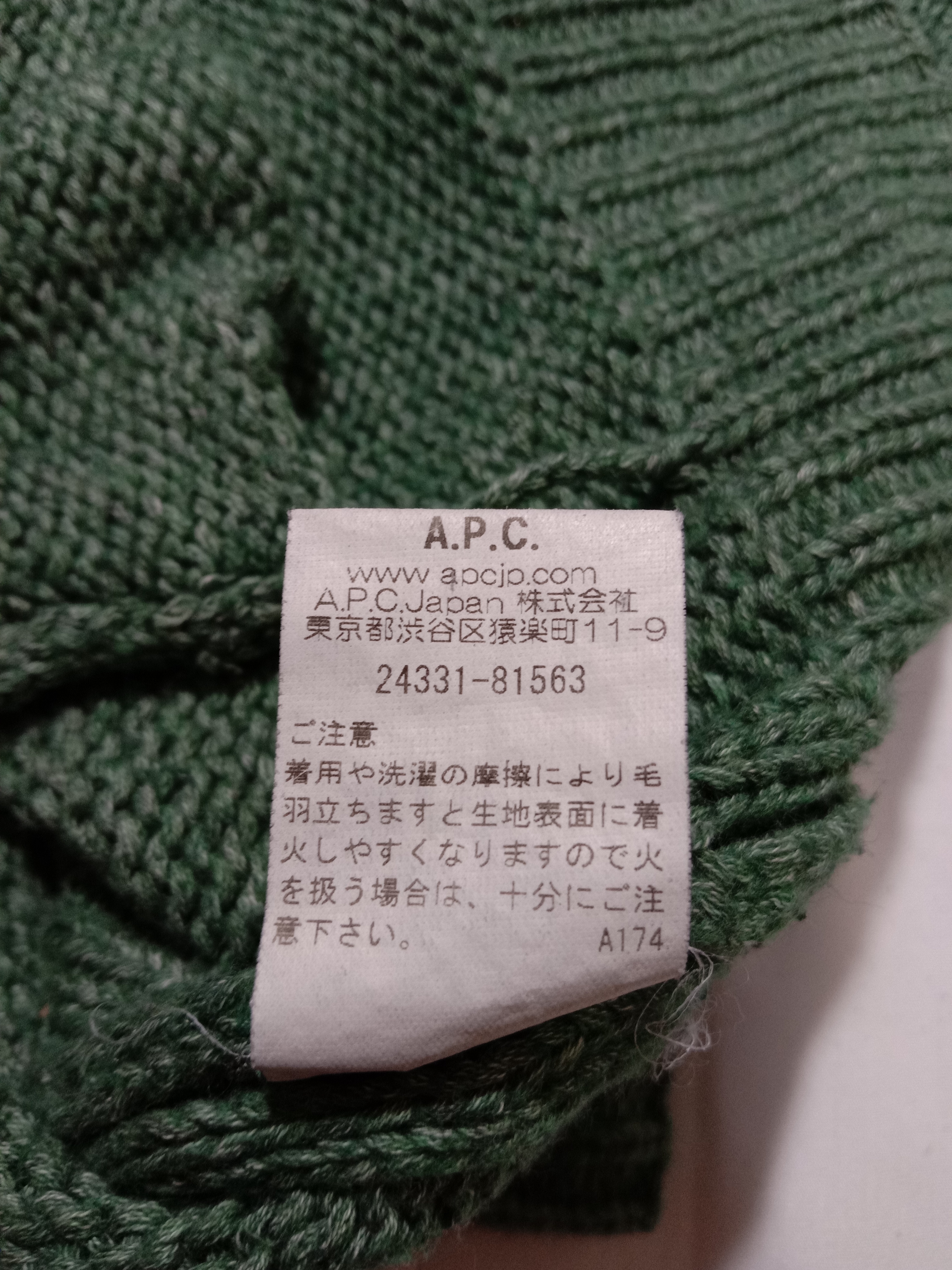A.P.C Japan Rue Madame Paris Green Knitwear Cardigan Jacket - 6