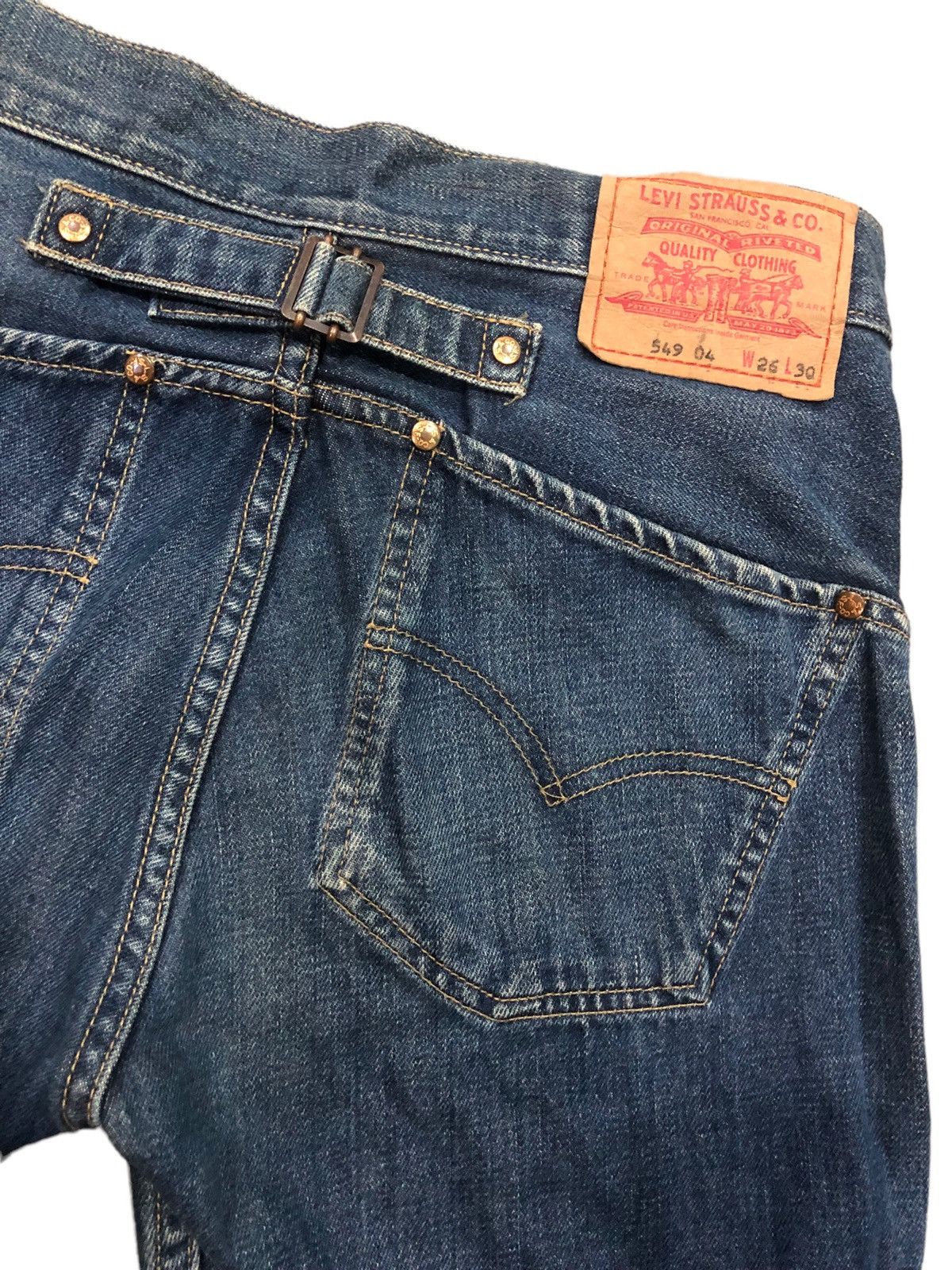 Vtg Levi’s Back Cinch Belt Flare Jeans Denim Trousers - 11