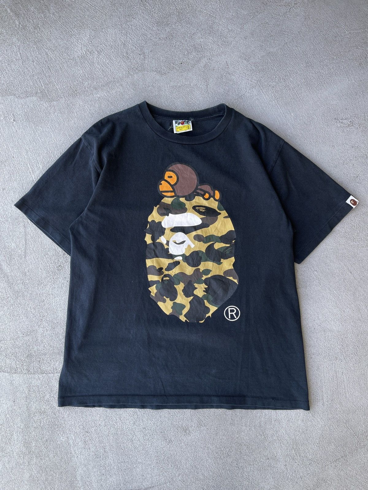 Bape Baby Milo Napping On Camo Ape Head Tee - 4