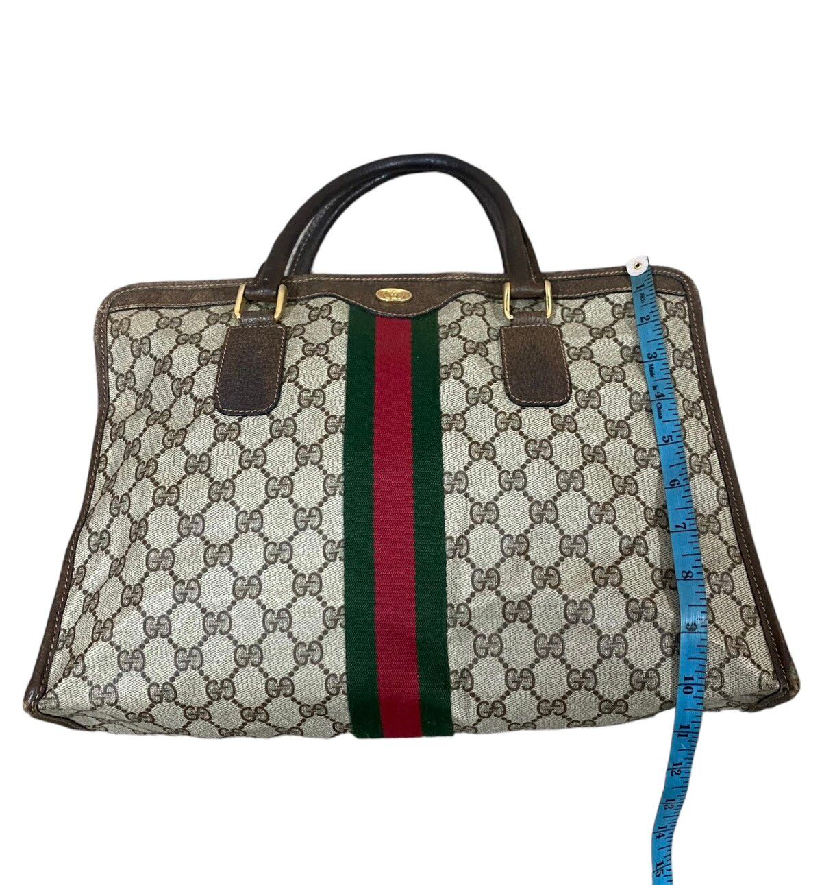 Vtg🔥Authentic Gucci GG Canvas Web Sherry Line Handbag - 20