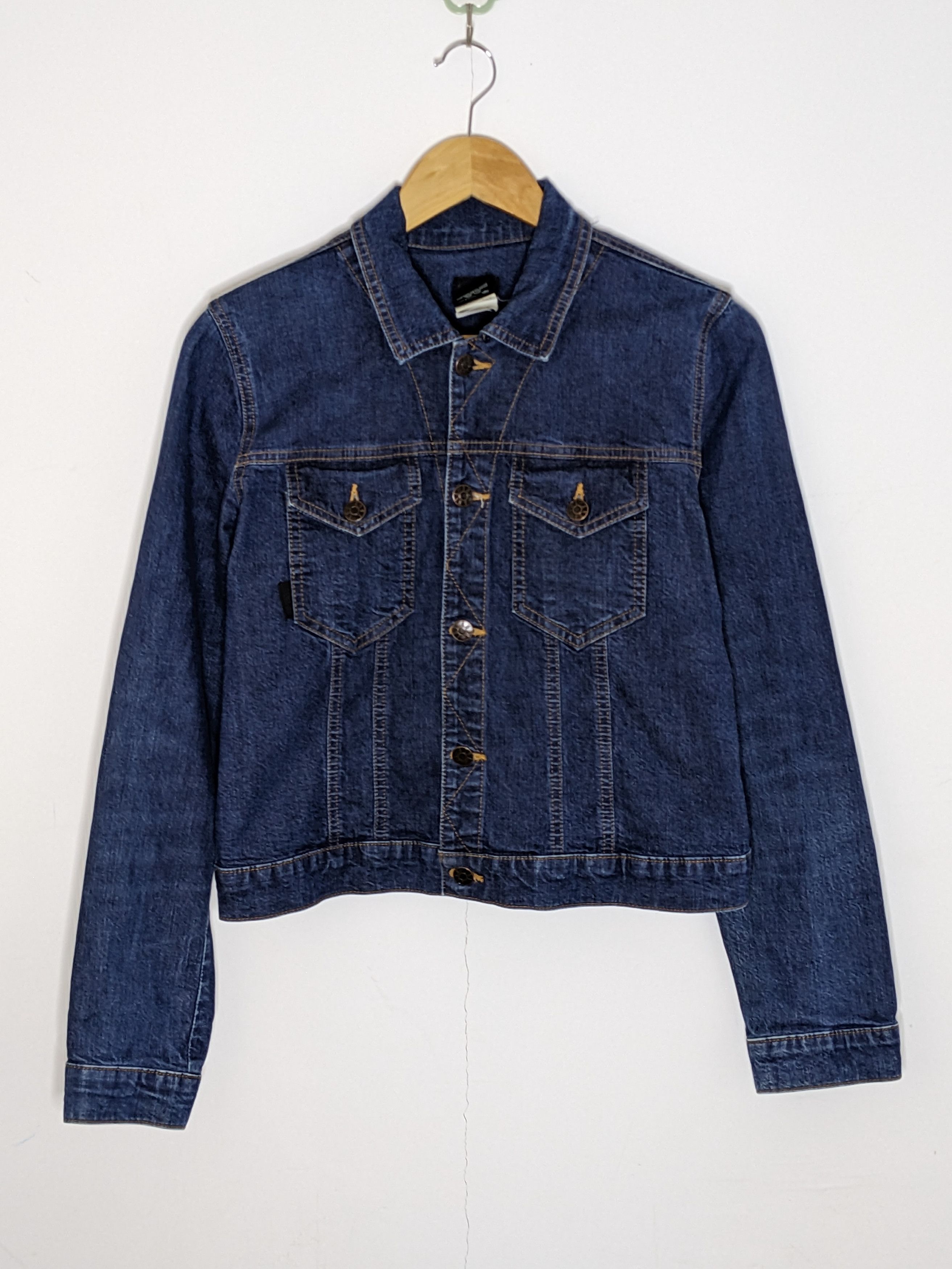 Anna Sui Designer Blue Denim Jacket Small Cropped Button Up - 1