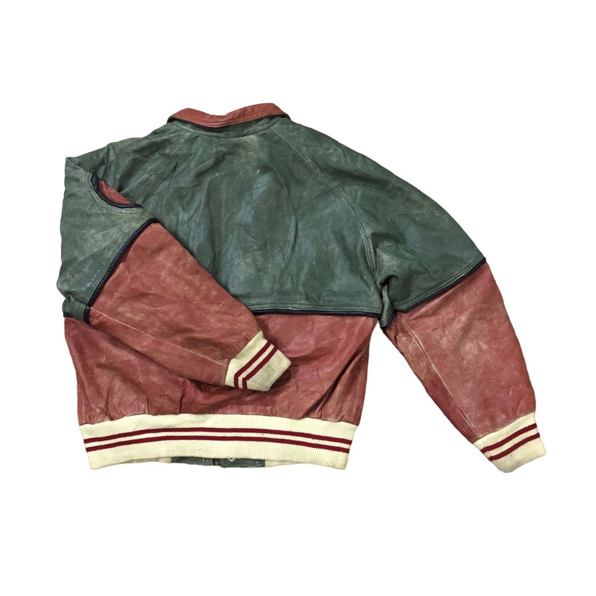 Vintage conbipel leather jacket colour block bomber - 10