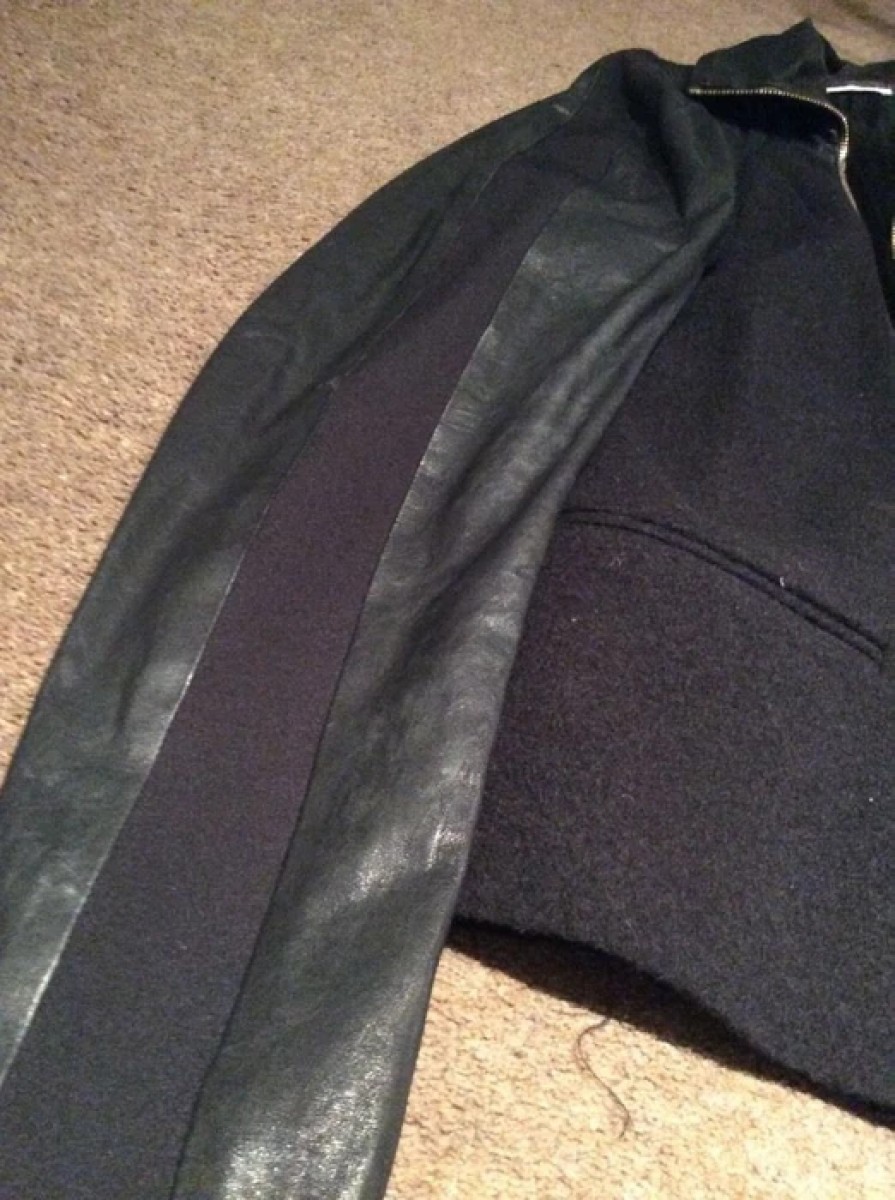 Mainline Wool-Leather Sleeves Asymmetric Jacket - 2