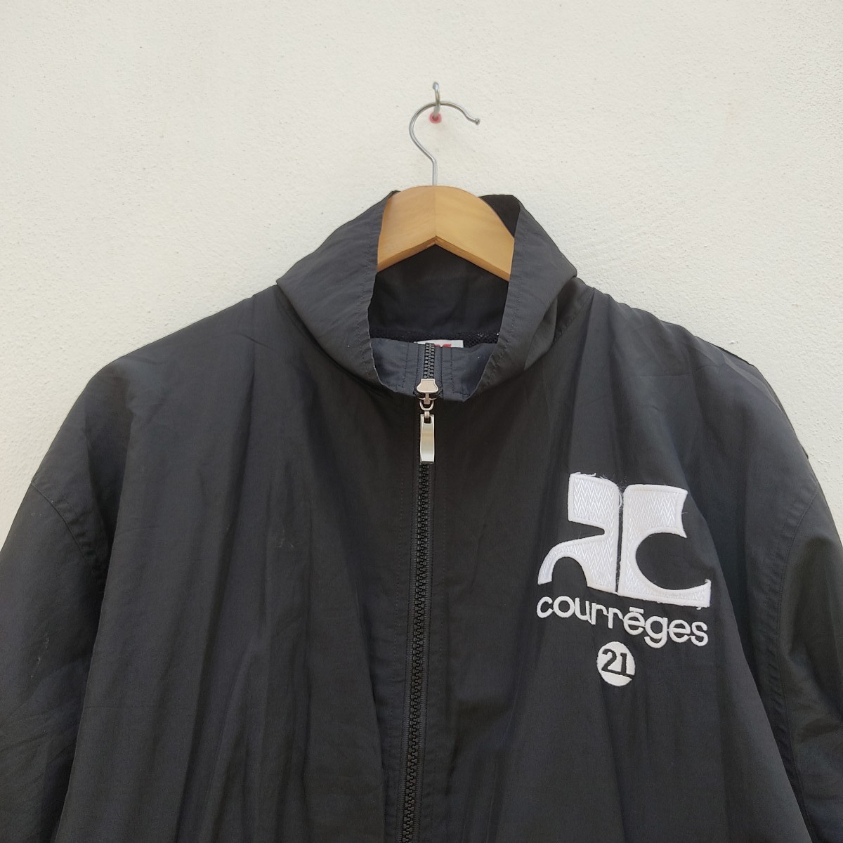 Andre Courreges - Vintage Courreges Homme Big Logo Black Winbreaker Jacket - 3