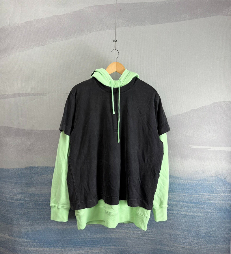 Givenchy black and green layered two-piece hoodie - 1