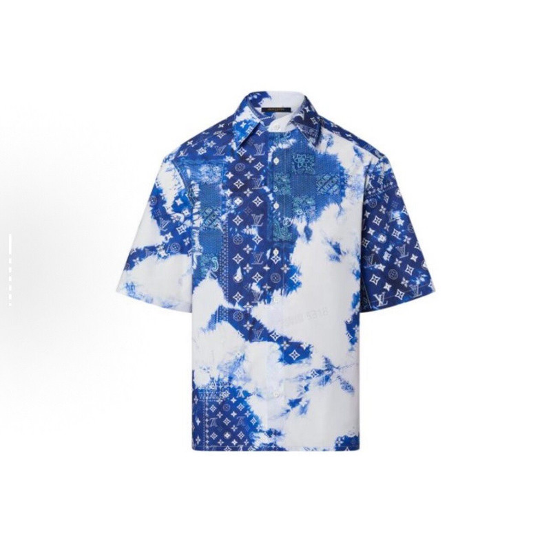 Louis Vuitton LV White and Blue Paisley Short-Sleeve Shirt - 1