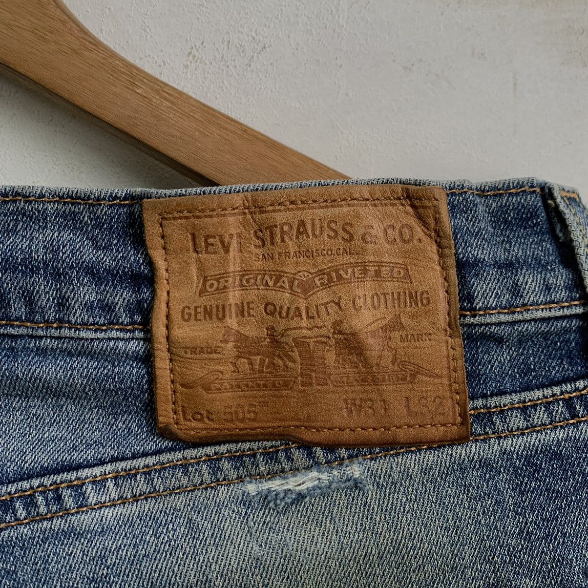 Vintage Levis 505 Big E Jeans Leather Pie Denim - 8