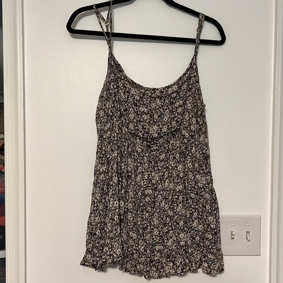 Brandy Melville Floral Tiered Open Back Ruffle Tunic - 2