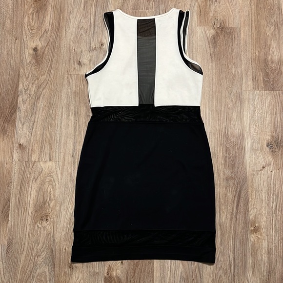 Sauce Black + White Color-block Mesh Cut-Out Dress - 3