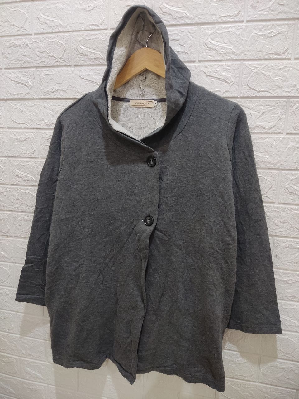 Archival Clothing - Crocodile Wool Hooded Cardigan Coat Jacket - 4