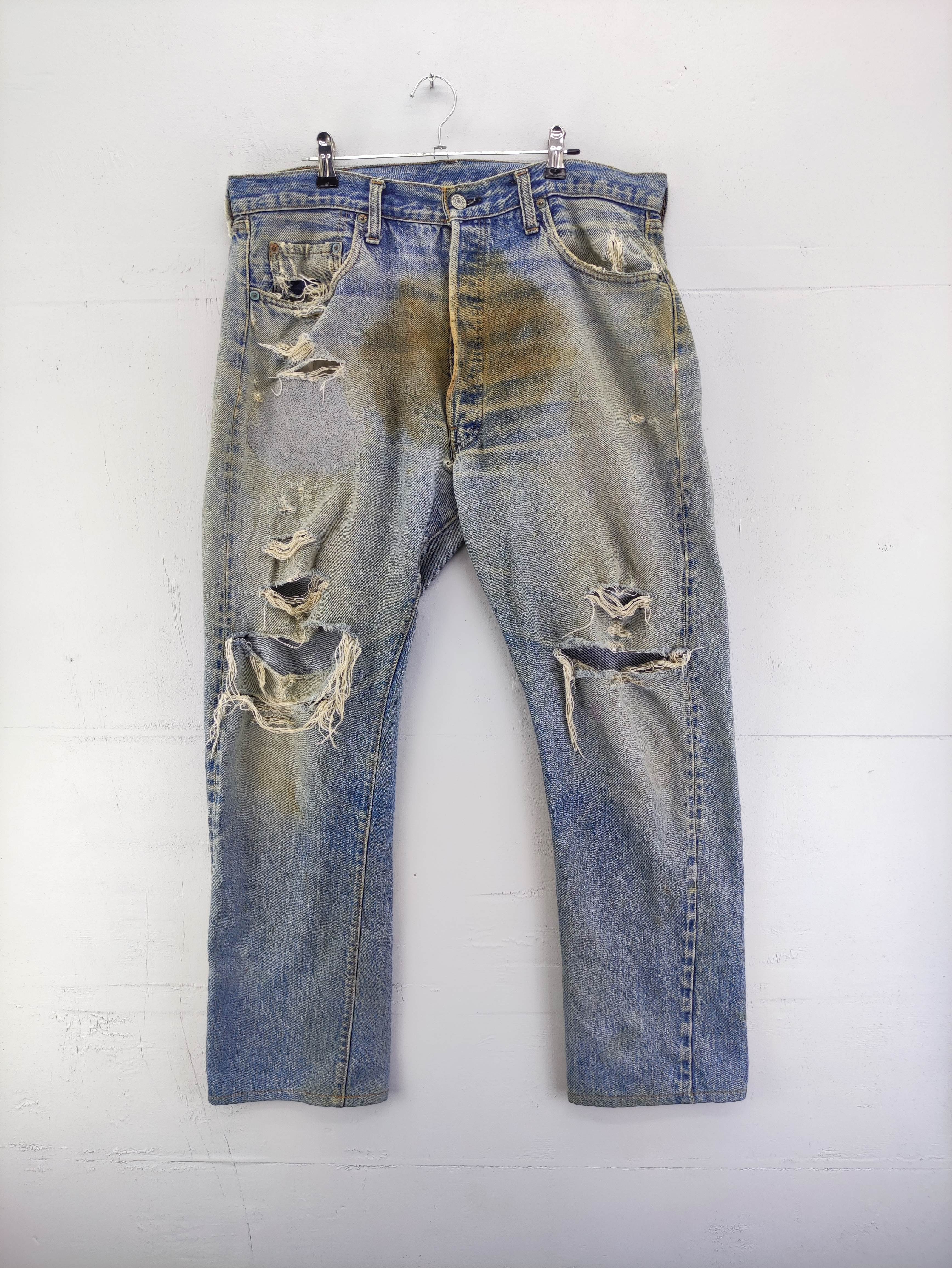 Vintage Red Tag Levi's 501 Distress Denim Pants - 1