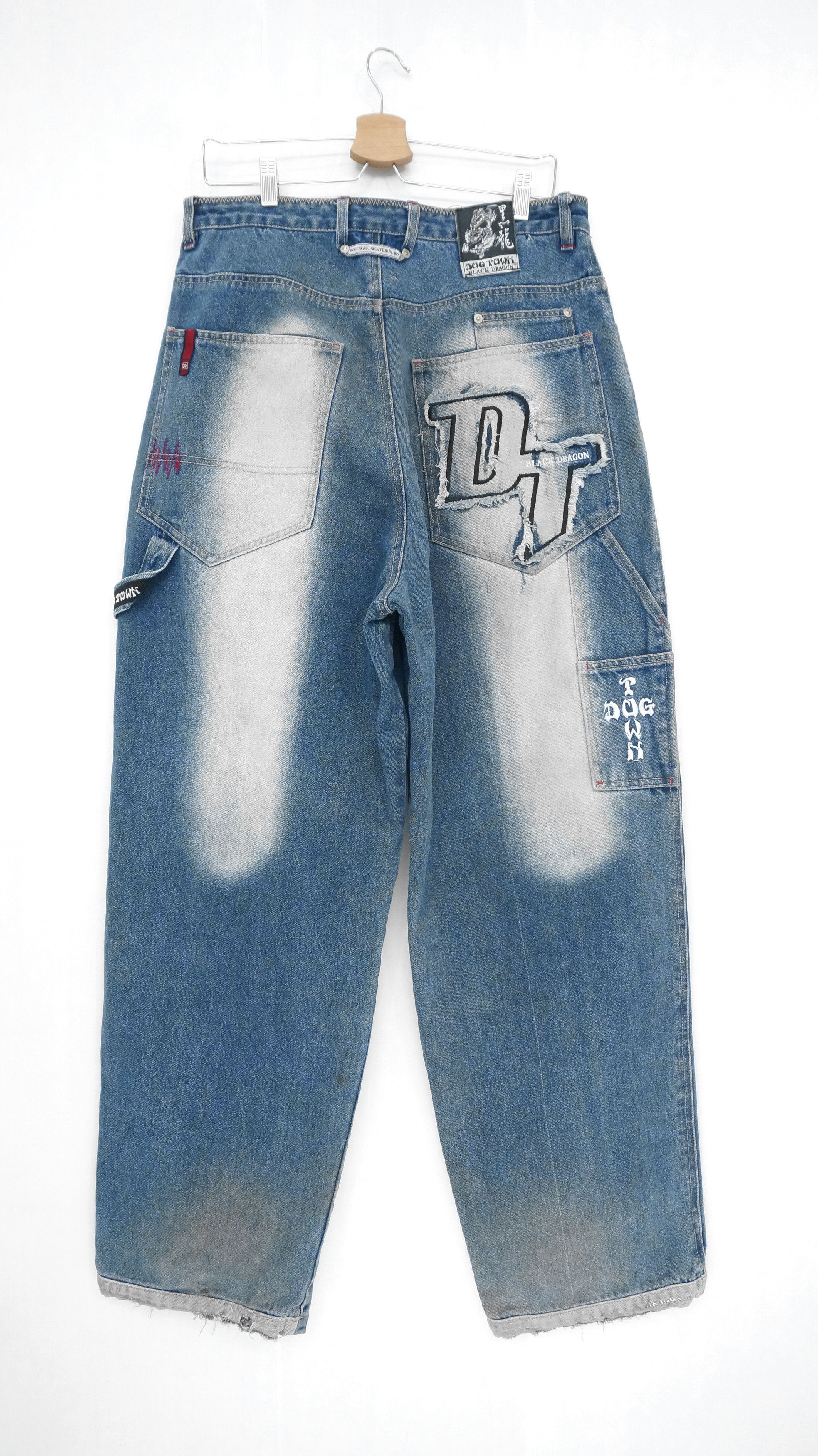 Distressed Denim - 🔥 90s Vintage DOGTOWN Distressed Baggy Worn Jeans - 3