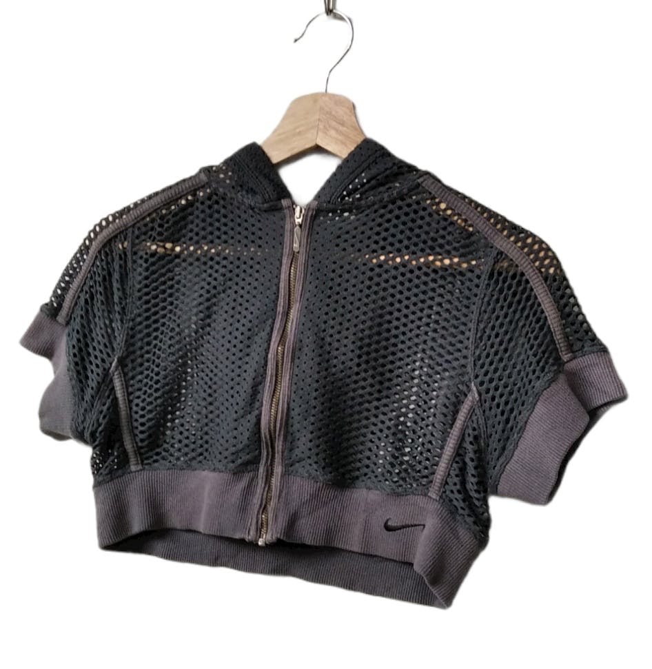Vintage Nike🔥Crop Top Mesh Hoodie Zipper Jacket/L Asian - 2