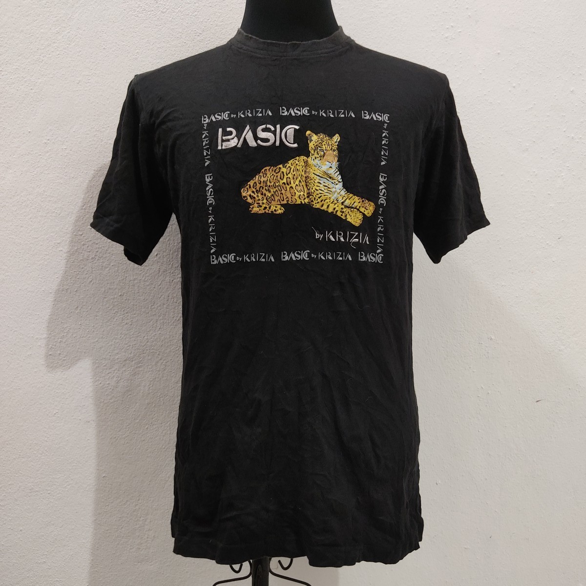 Krizia Uomo - Vintage Designer Basic By Krizia Tiger Black Tshirt Tees - 1