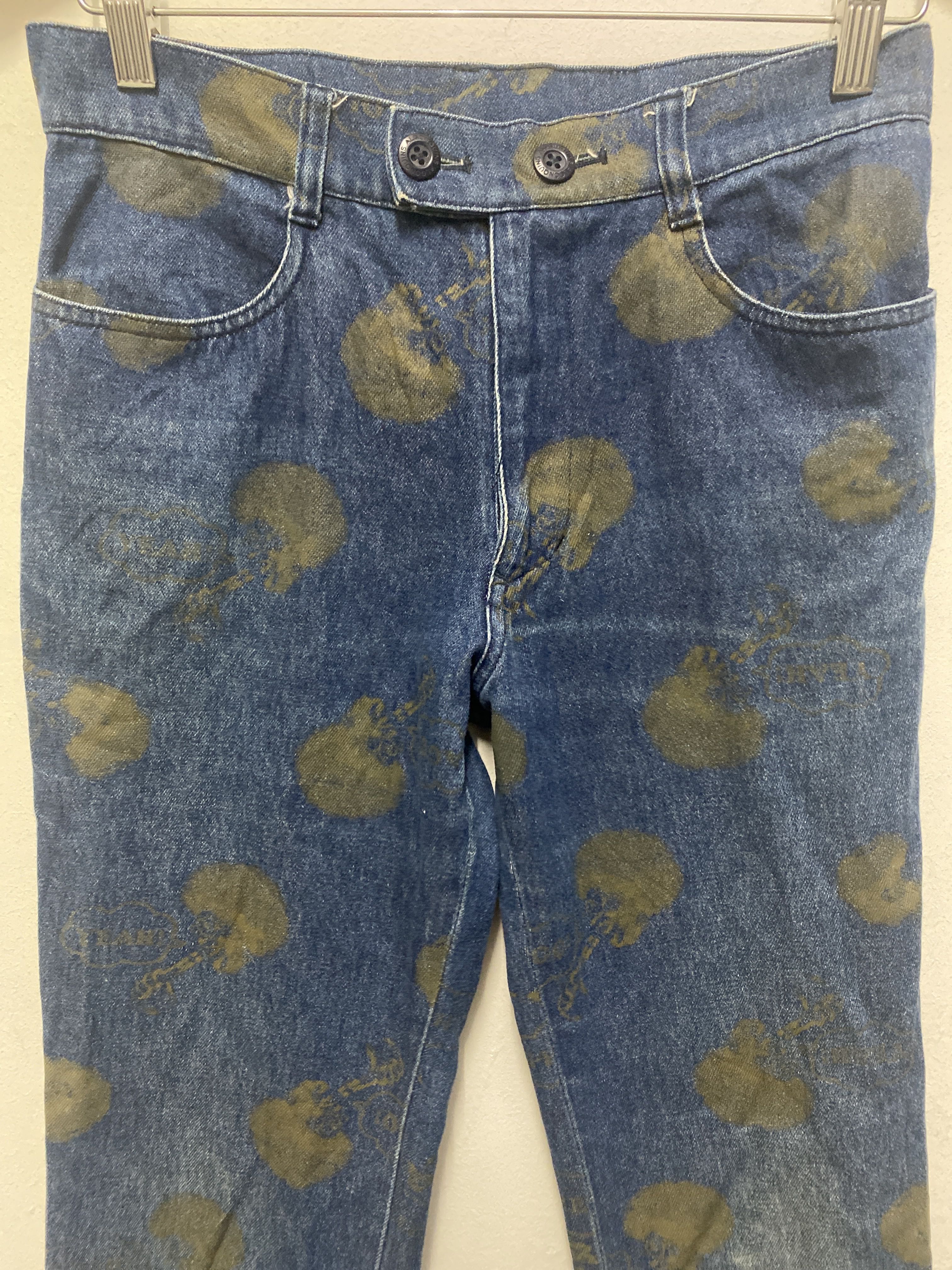 Algonquins All-Over Jellyfish Print Denim Pants – Rare Gothic Japanese Streetwear - 5