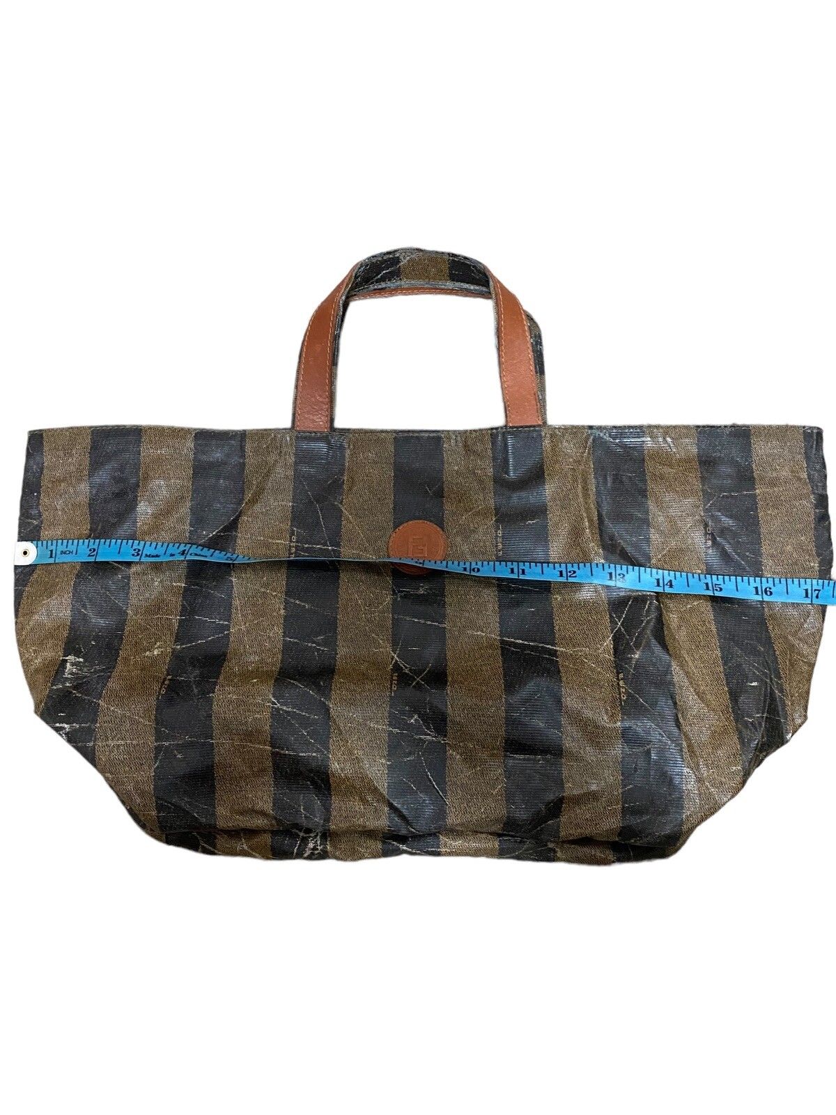 Fendi Roma Pequin Striped Tote Bag Made In Italy - 9