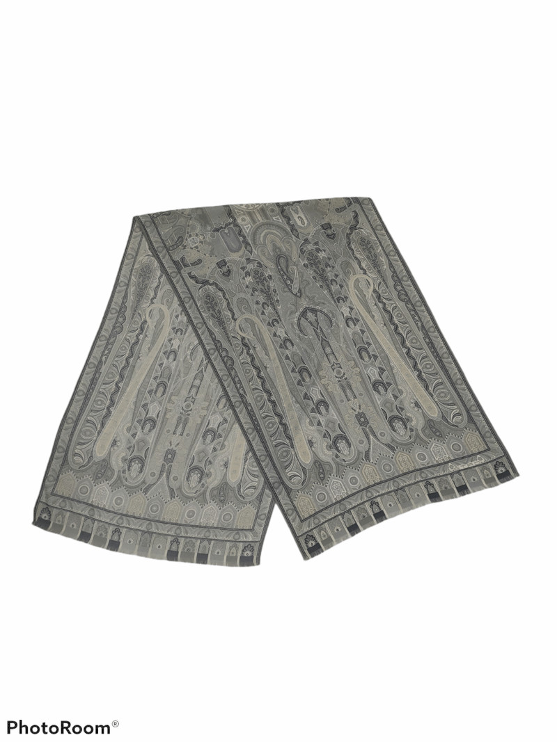 PAISLEY WOOL SILK SCARF FOULARD - 1
