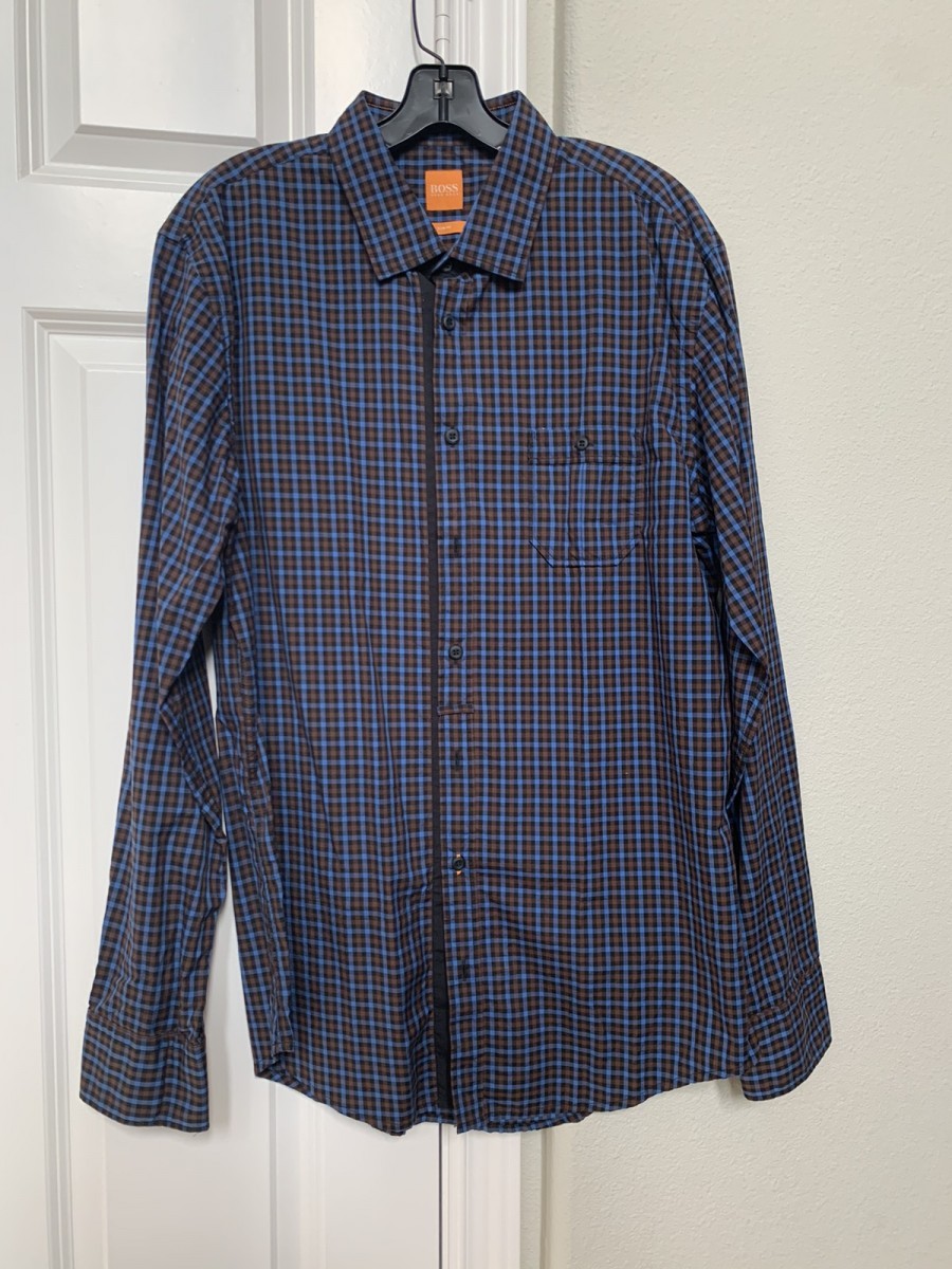 Hugo Boss - Black brown blue stripe shirt size xl - 2