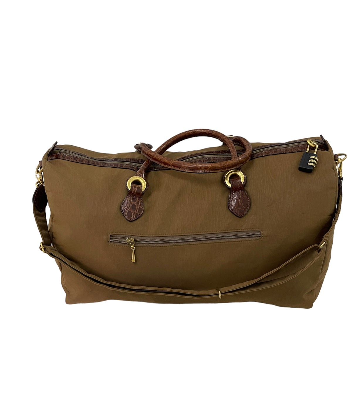 BALENCIAGA Boston Bag Handbag Nylon Brown Excellent - 1