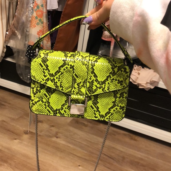 Zara Neon Animal Reptile Snake Print Mini City Bag - 7