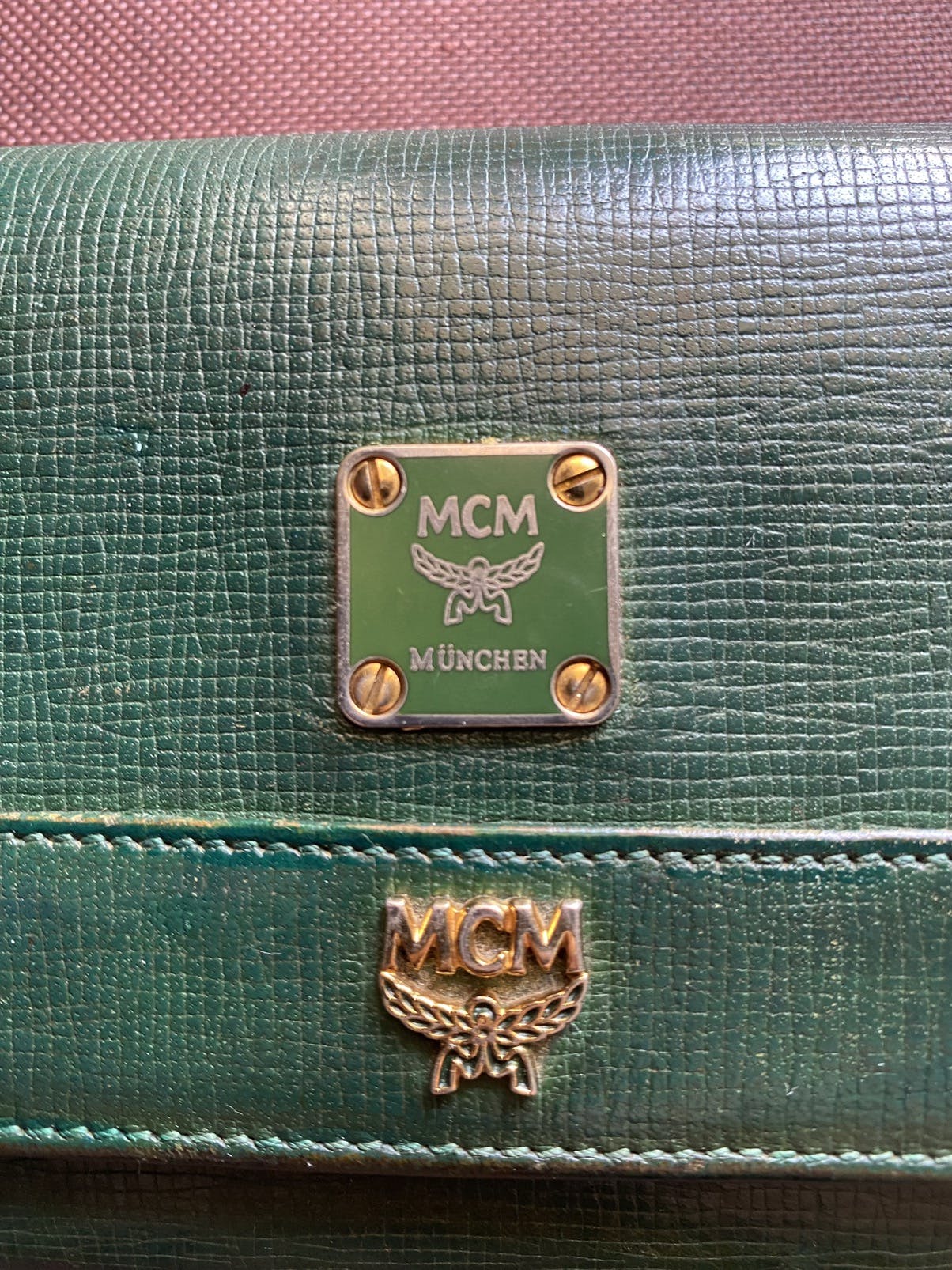 Authentic MCM Green Leather Long Wallet - 3