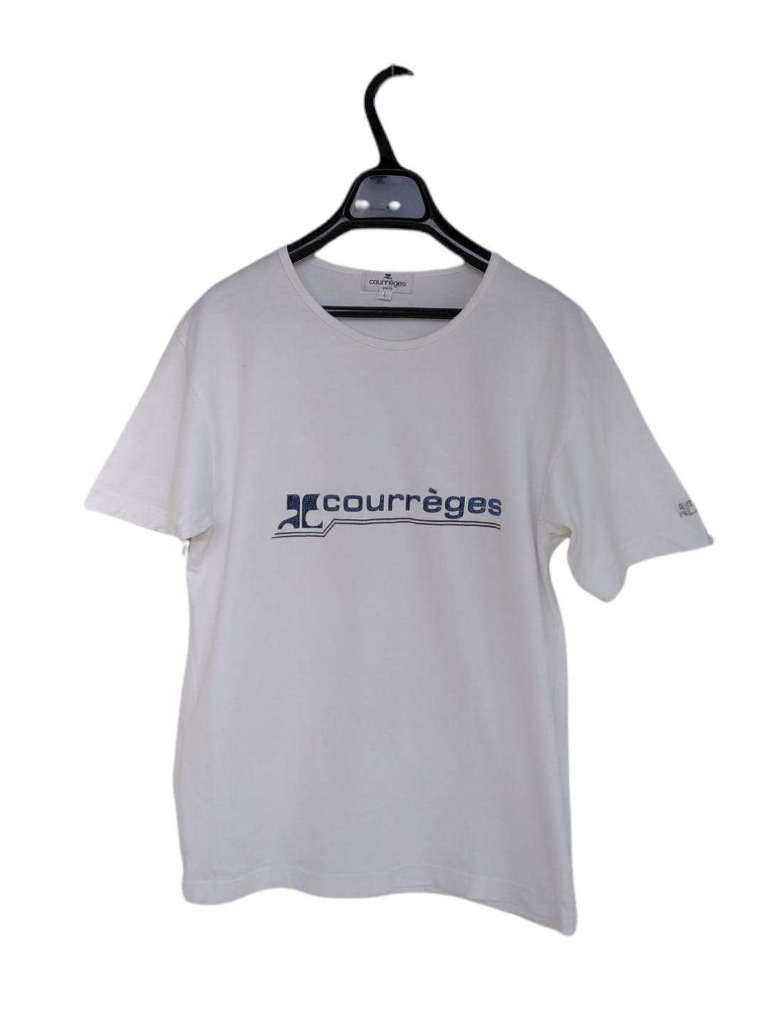 Vintage Courreges Spell Out Logo White Tee - 1
