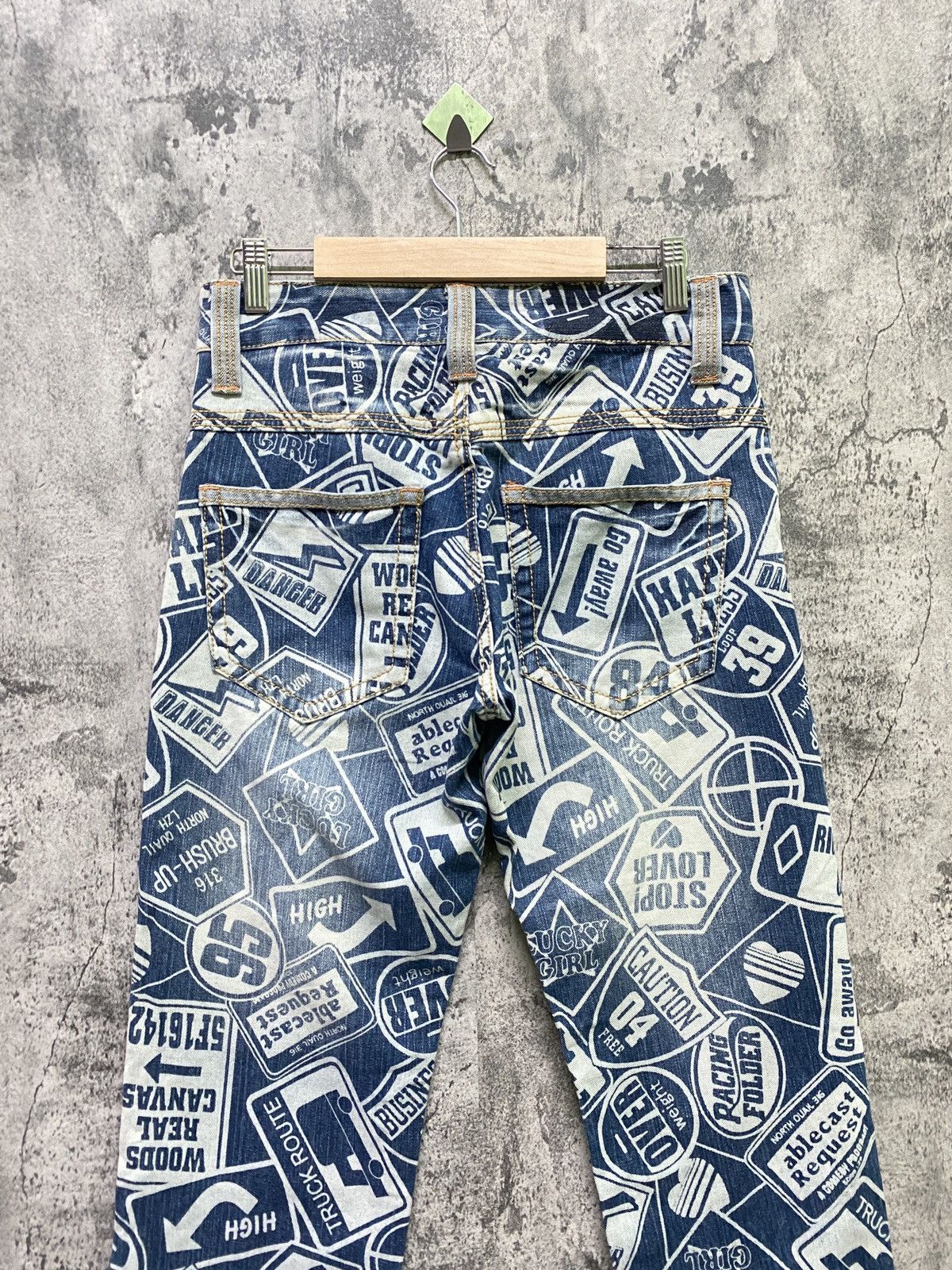 Japanese Brand Full Print Denim Faded like Hysteric Pants - 10