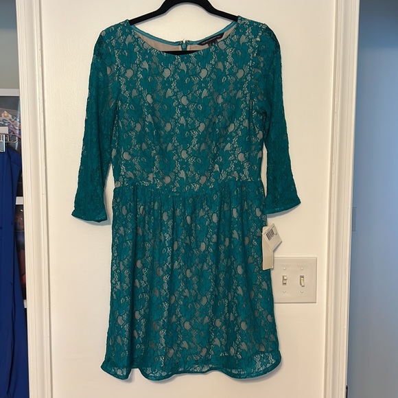 French Connection Lizzie Teal Lace 3/4 Sleeve Dress - 3