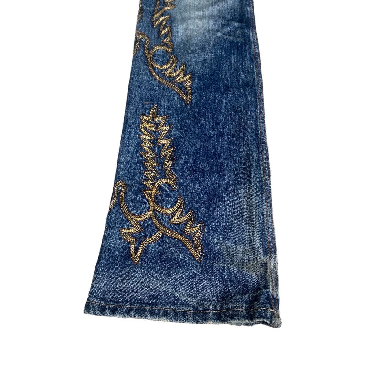 Japanese Brand - Vintage BUFFALO BOB Tribal Embroidery Flare Jeans Distressed - 9