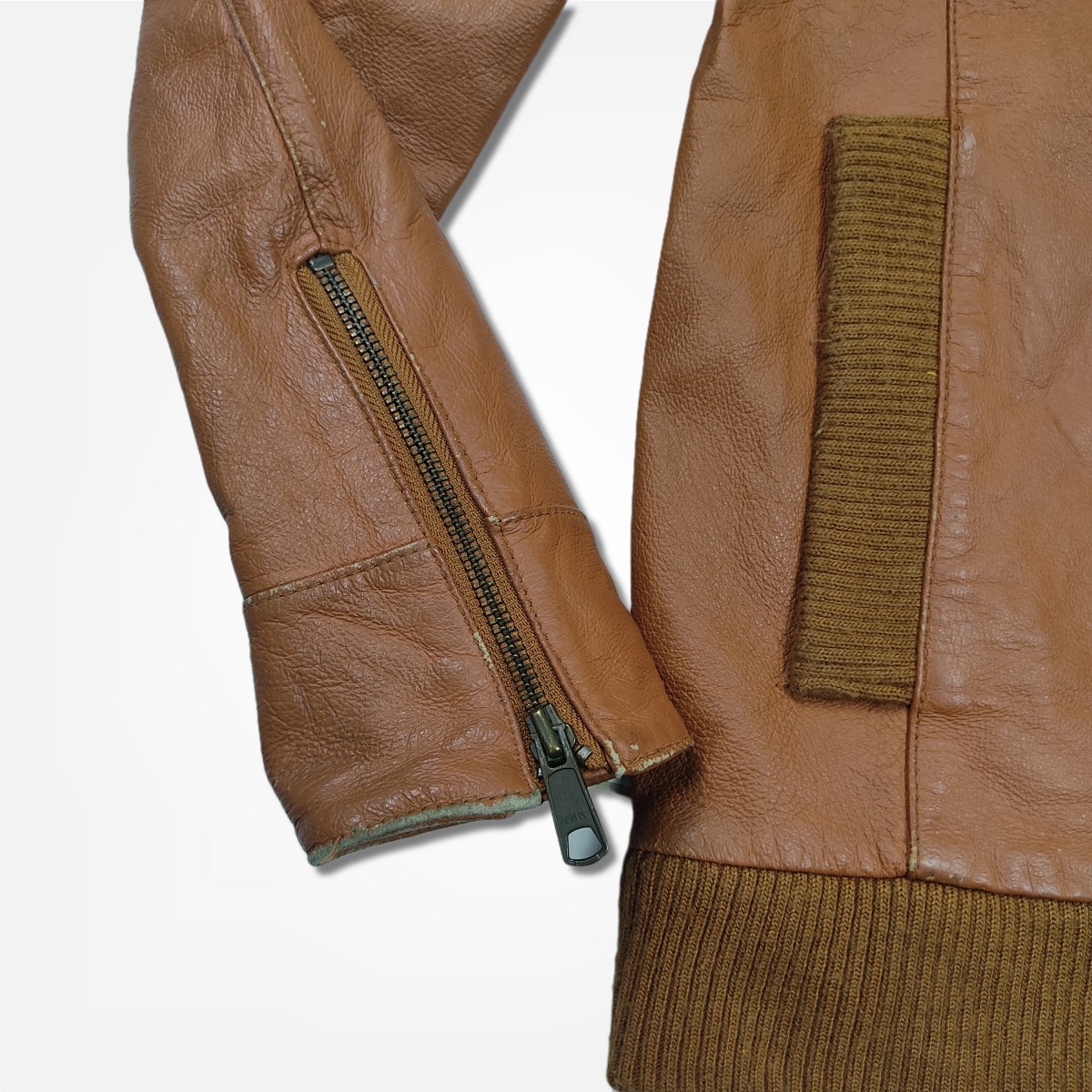 American Vintage - Vintage Double Collar Motorcycle Biker Brown - 4