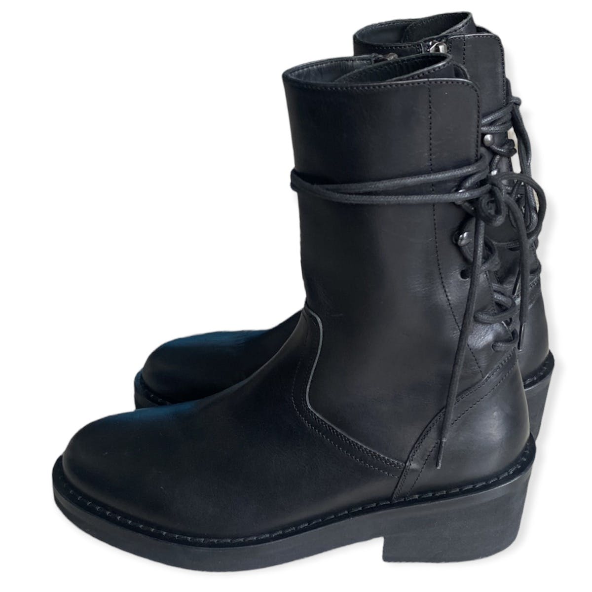 Black vitello back lace boots - 2