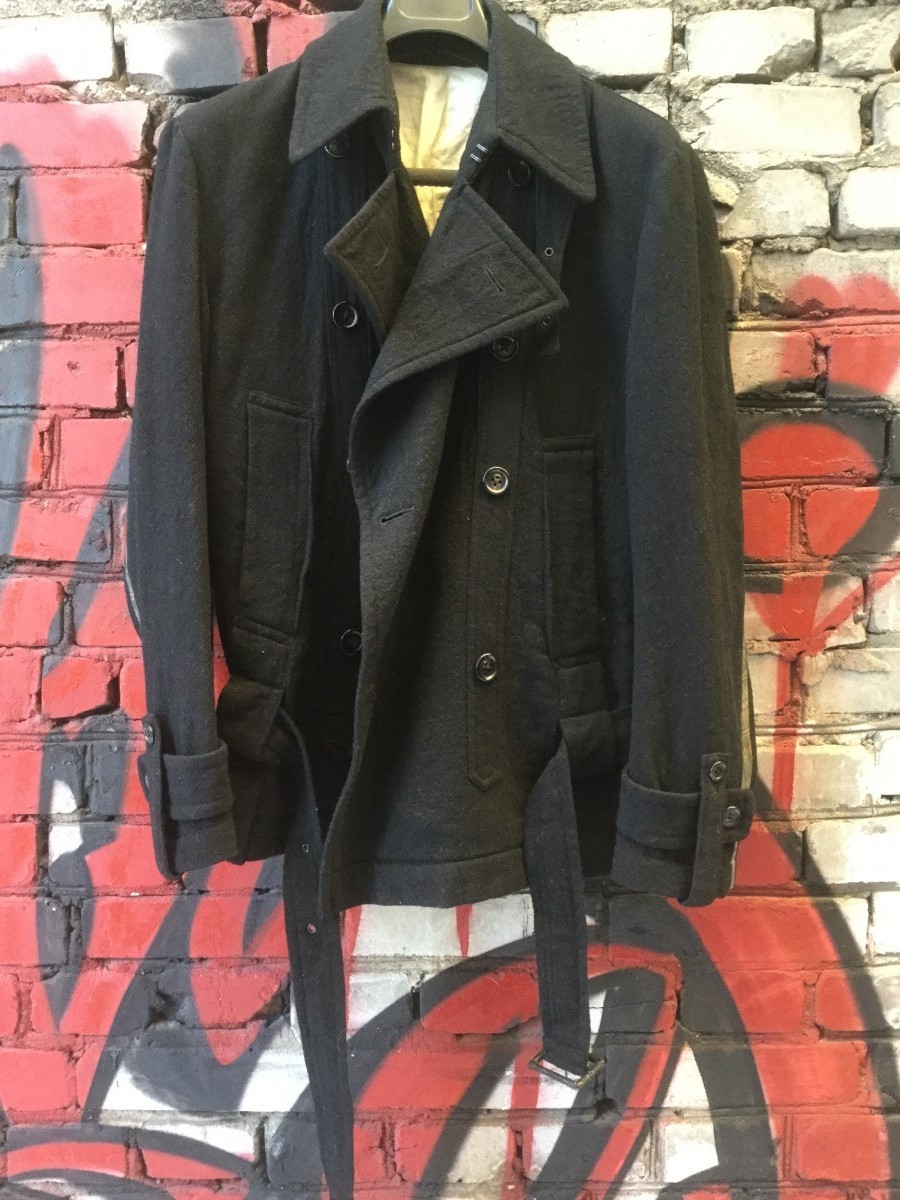 NEW ARCHIVE Y's asymmetric double breasted belted jacket - 2