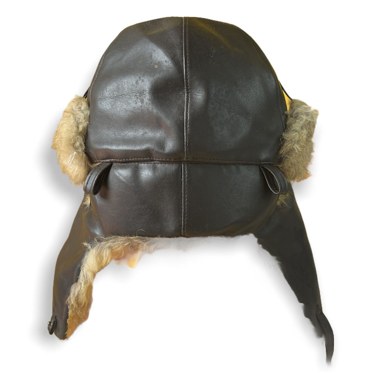 RARE ITEMS 🔥 Vintage Pilot Faux Fur Trapper Leather Fur Hat - 5