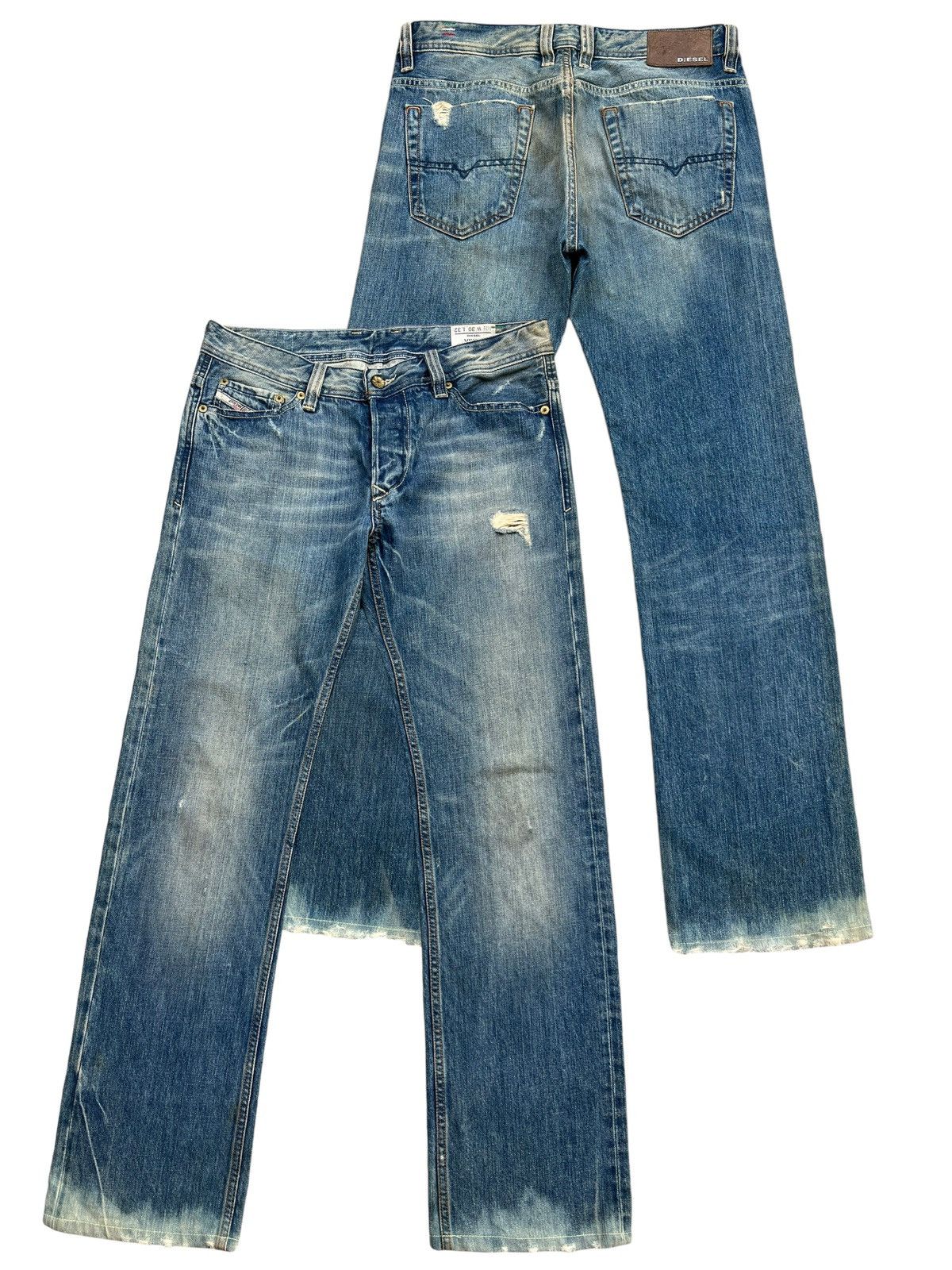 Diesel Mudwash Distressed Straightcut Denim Jeans 33x32 - 1