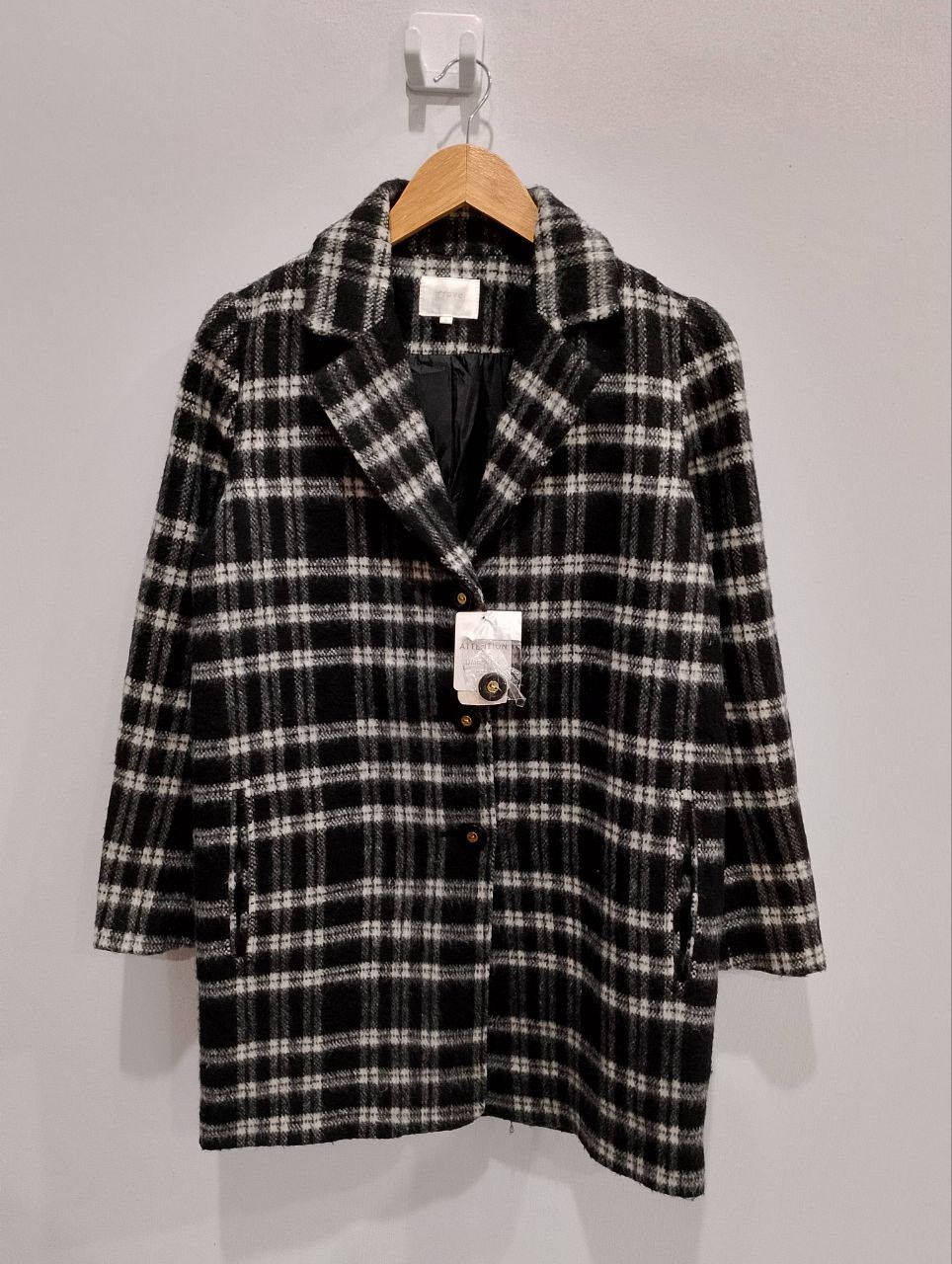 Archival Clothing - GROVE Nova Plaid Black/White Trench Coats BNWT - 2