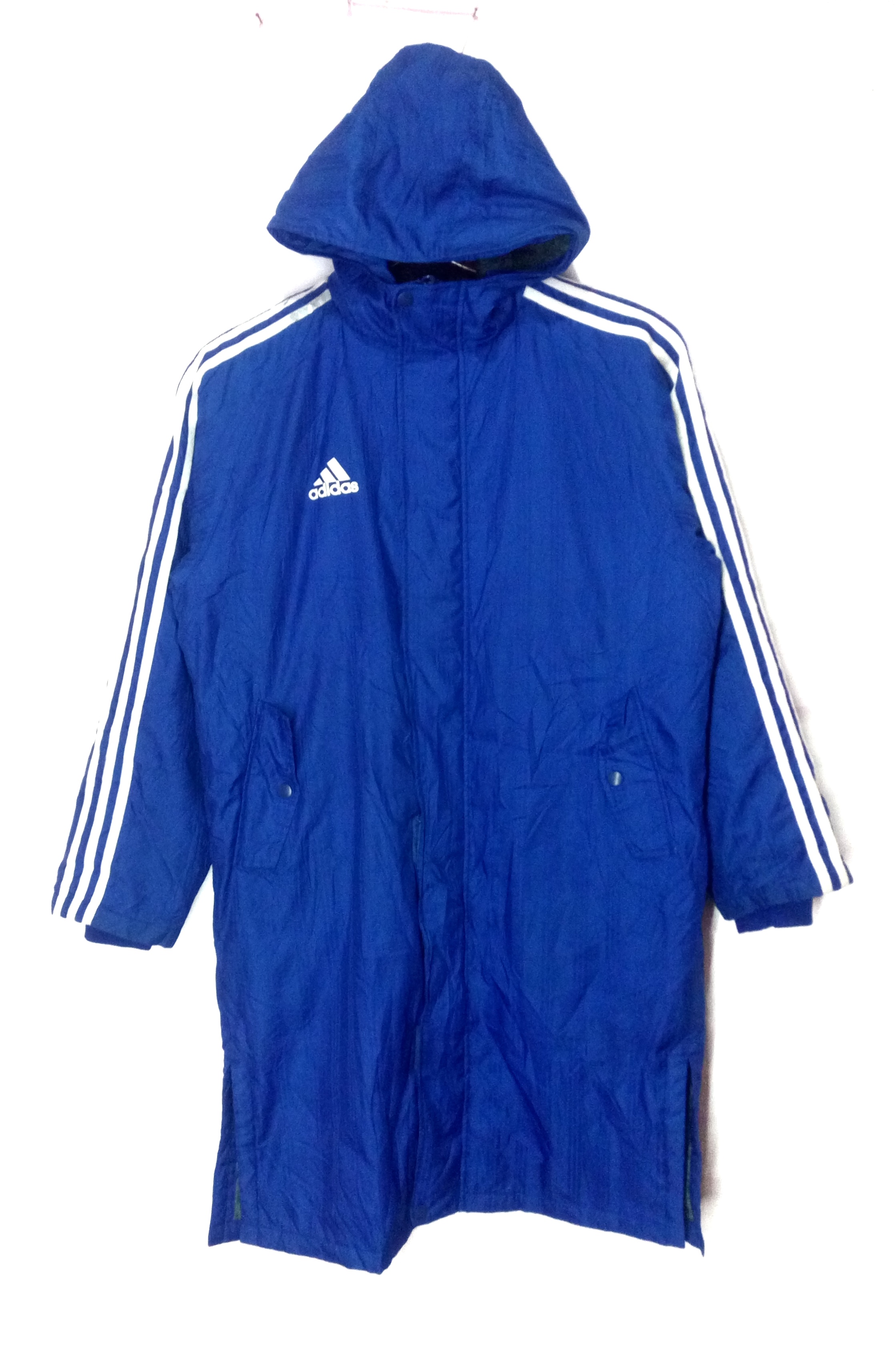 Adidas big logo sherpa inner lining long jacket hoodie parka winter size M/L - 1