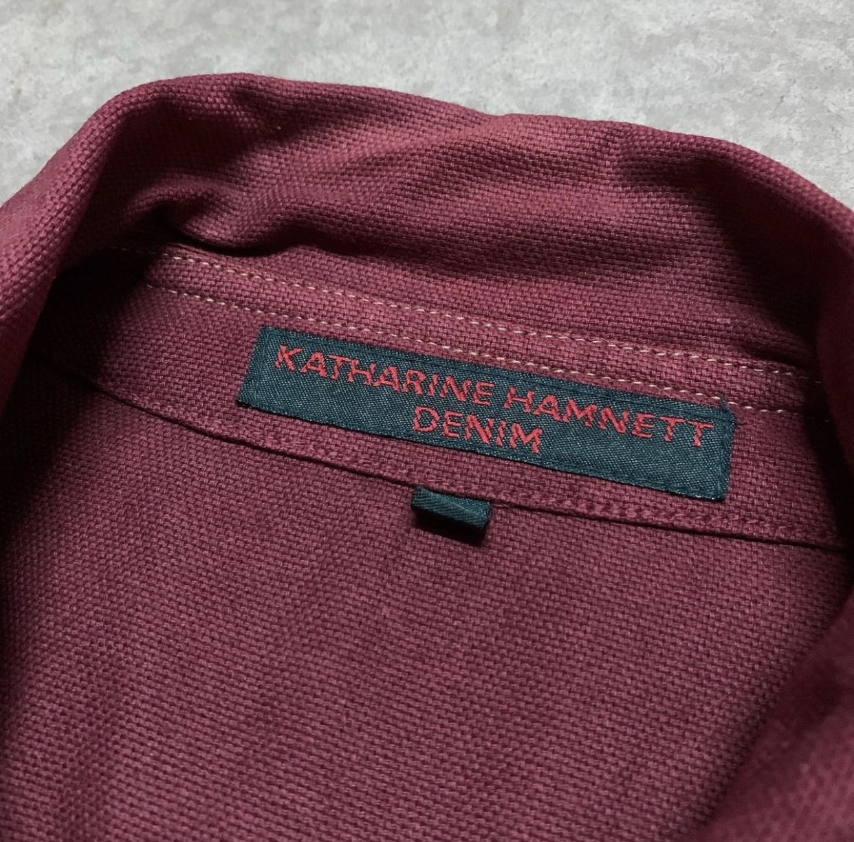 Katharine Hamnett London - 1990s Katharine Hamnett Red Wine Cropped Trucker Jacket - 3