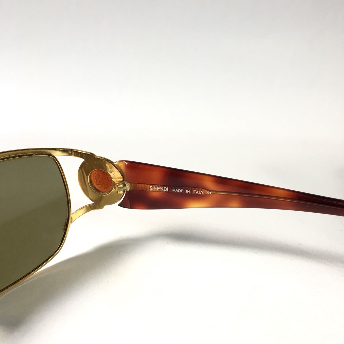 Vintage Fendi FF Gold Tortoise Shell Sunglasses - 7