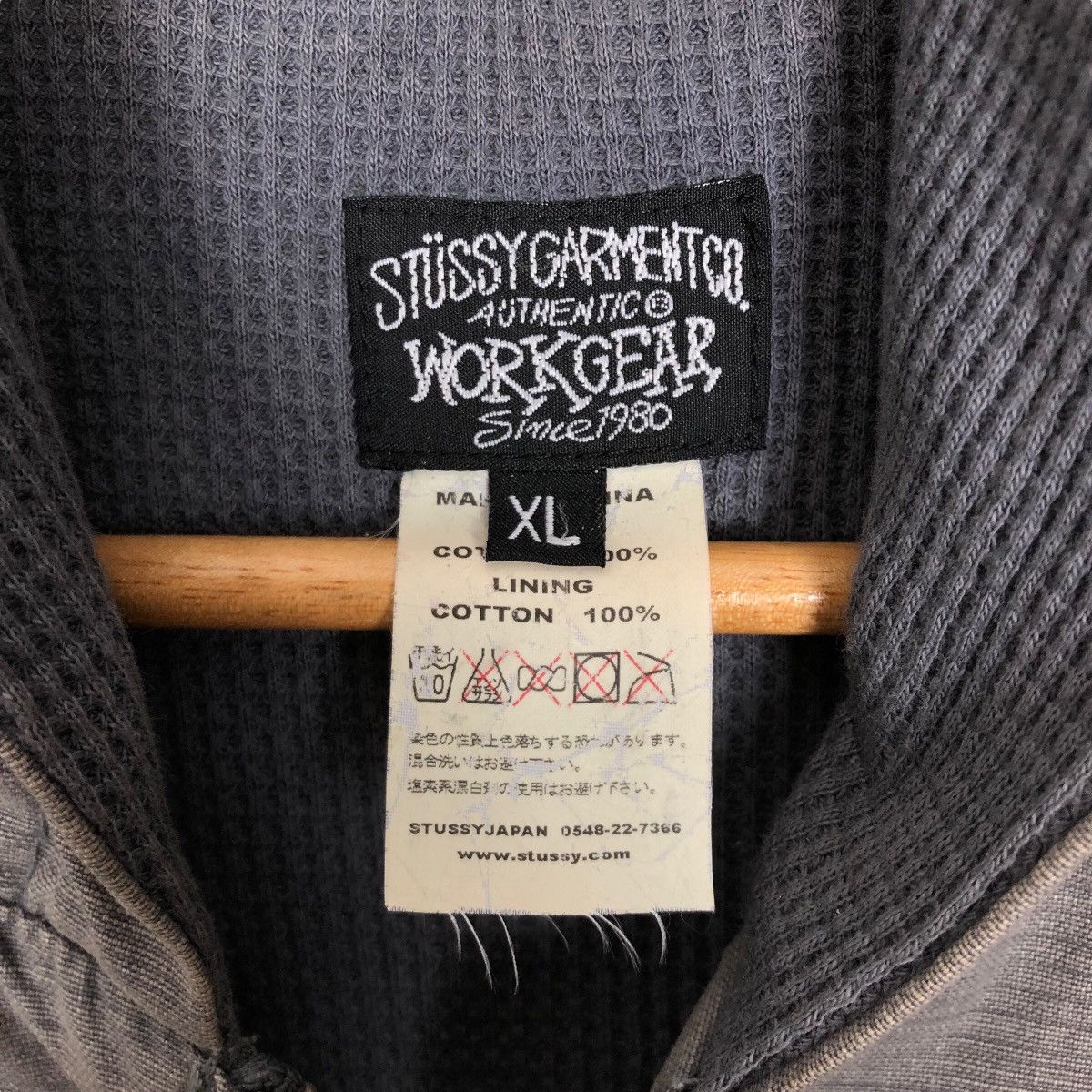 Vintage Stussy Garment Workgear Worker Light Jacket Hoodie - 6