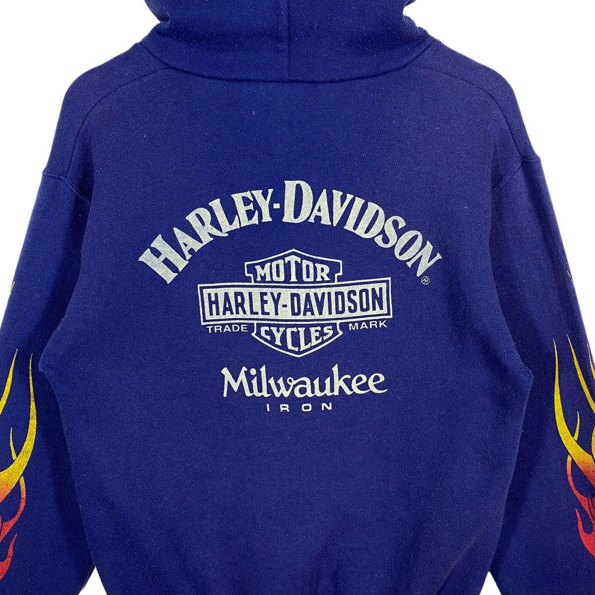 Vintage 90s Harley Davidson Flames Hoodie S Size - 9