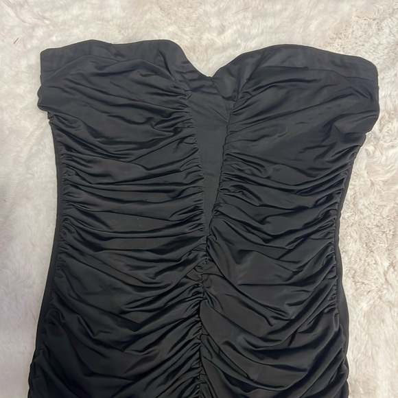 Vintage Marciano Strapless Black Ruched Body-con Dress - 2