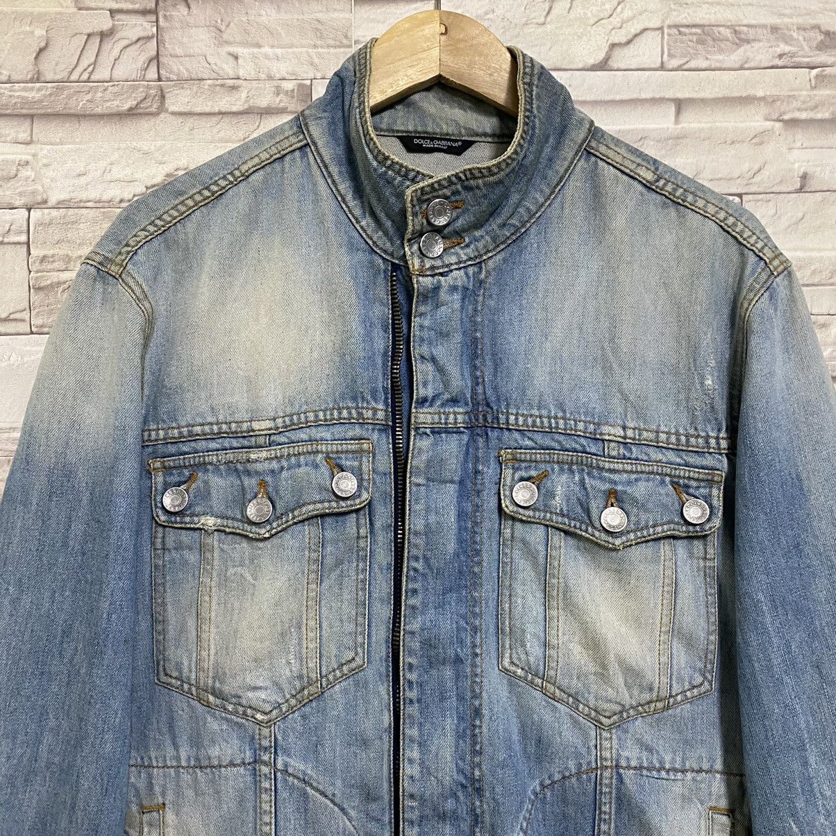 Vintage Dolce&Gabbana Denim Jacket Double Zipper Mudwash - 3